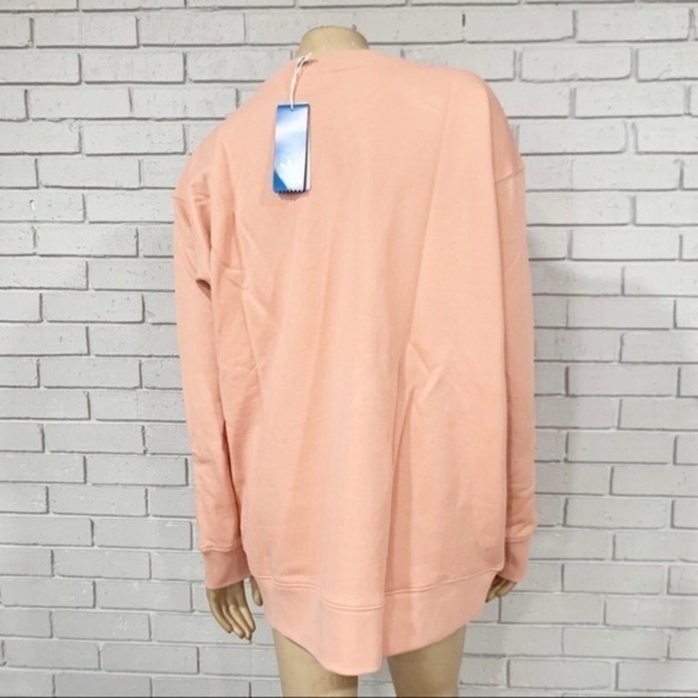 Adidas Originals Women Oversized Trefoil Sweatshirt Peach Coral Crewneck NWT - Picture 6 of 6